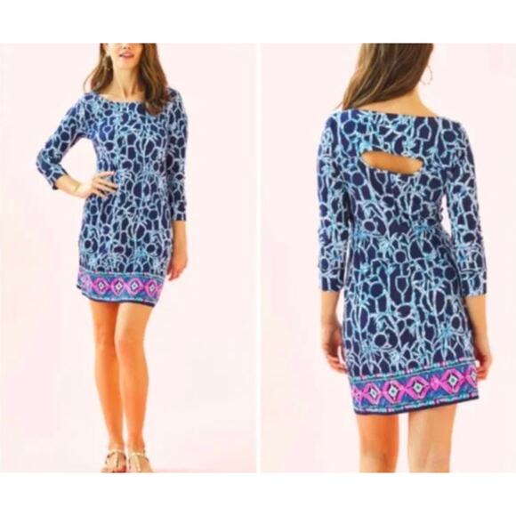 Lilly Pulitzer Hollee High Tide Lucky Bamboo Dress Sz Medium - Picture 1 of 10